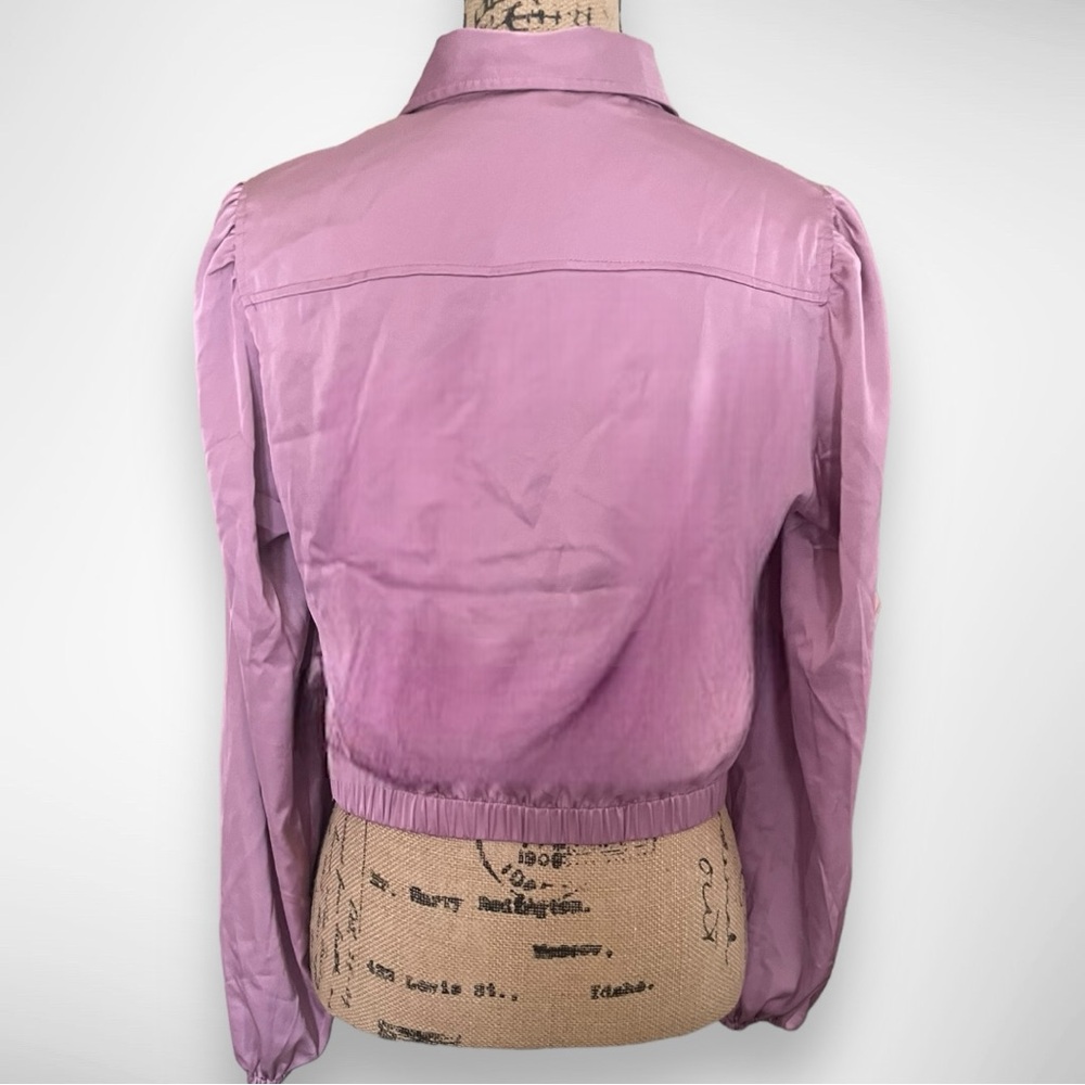 JOIE Women's Satin Purple Long Sleeve Button Down Tie Front Blouse | Small | NWT - Picture 3 of 10